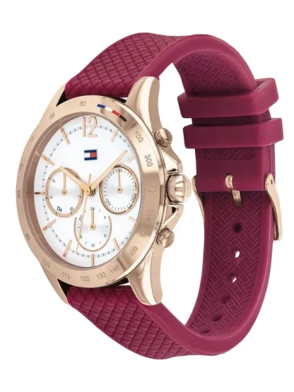 Tommy Hilfiger Haven Quartz White Dial Red Rubber Strap - Montre femme