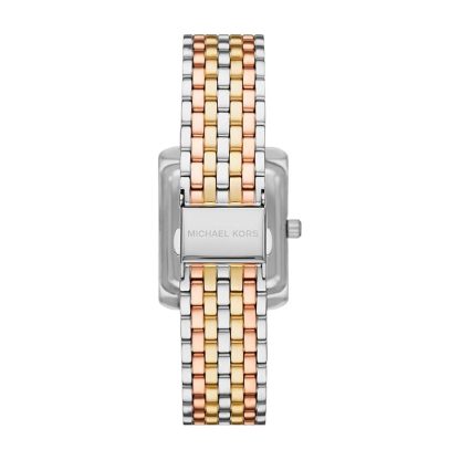 Montre Michael Kors Emery à trois aiguilles avec cadran blanc et bracelet en acier Tricolore pour femme - MK4744 – Image 2