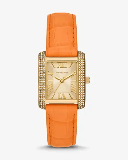 Montre Emery en cuir gaufré à pavé de ton or et à motif de crocodile,MK2983