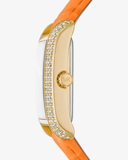Montre Emery en cuir gaufré à pavé de ton or et à motif de crocodile,MK2983 – Image 2