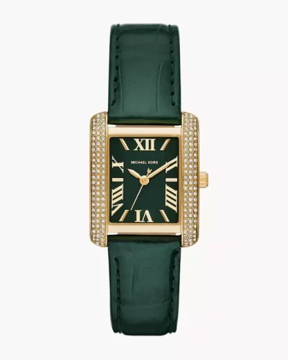 Montre Emery de Michael Kors à trois aiguilles en cuir façon croco, vert, MK4697