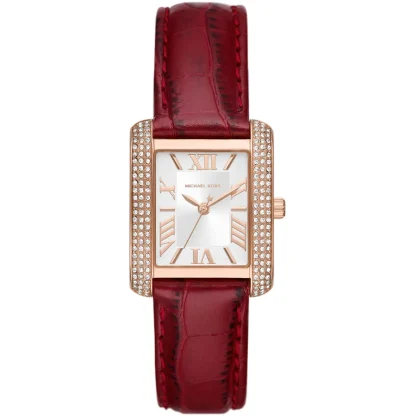 Montre Emery de Michael Kors à trois aiguilles en cuir façon croco, rouge, MK4689