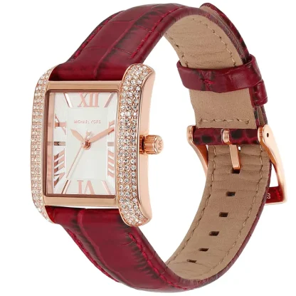 Montre Emery de Michael Kors à trois aiguilles en cuir façon croco, rouge, MK4689 – Image 4