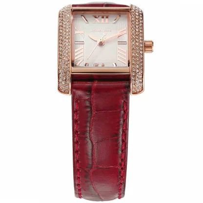 Montre Emery de Michael Kors à trois aiguilles en cuir façon croco, rouge, MK4689 – Image 2