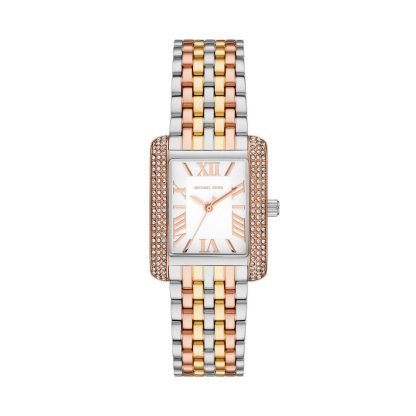 Montre Michael Kors Emery à trois aiguilles avec cadran blanc et bracelet en acier Tricolore pour femme - MK4744