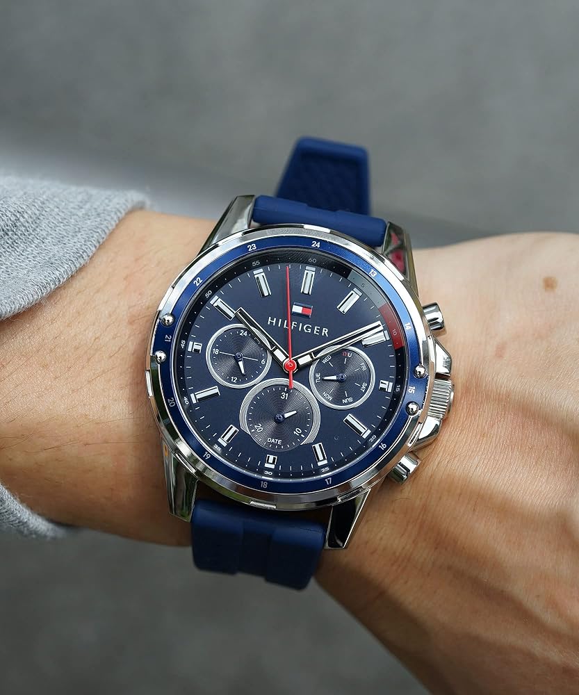Montre Tommy Hilfiger Mason avec cadran bleu et bracelet en caoutchouc bleu pour homme - 1791791 – Image 2
