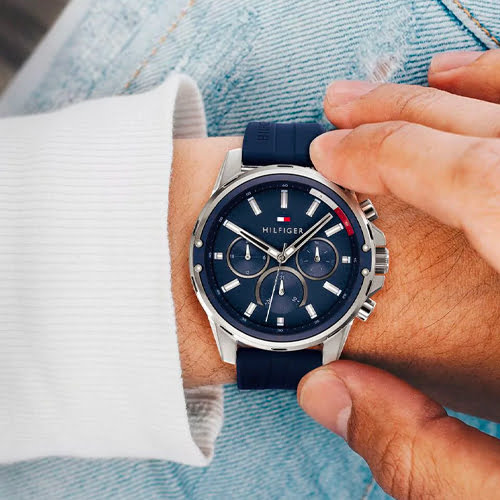 Montre Tommy Hilfiger Mason avec cadran bleu et bracelet en caoutchouc bleu pour homme - 1791791 – Image 4